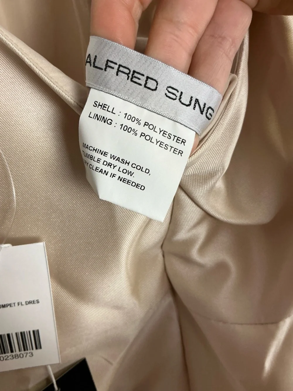 ALFRED SUNG Champagne Satin Square-Neck Maxi Gown - Picture 5 of 5